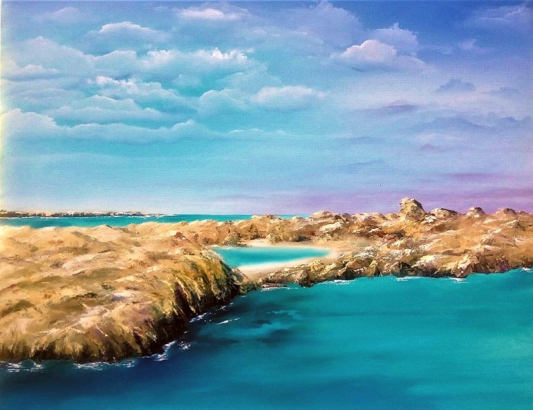 es caló de st. augustí , Formentera .óleo s. canvas61 x50 cm